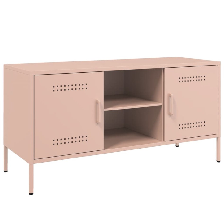 Mueble de TV de acero rosa 100,5x39x50,5