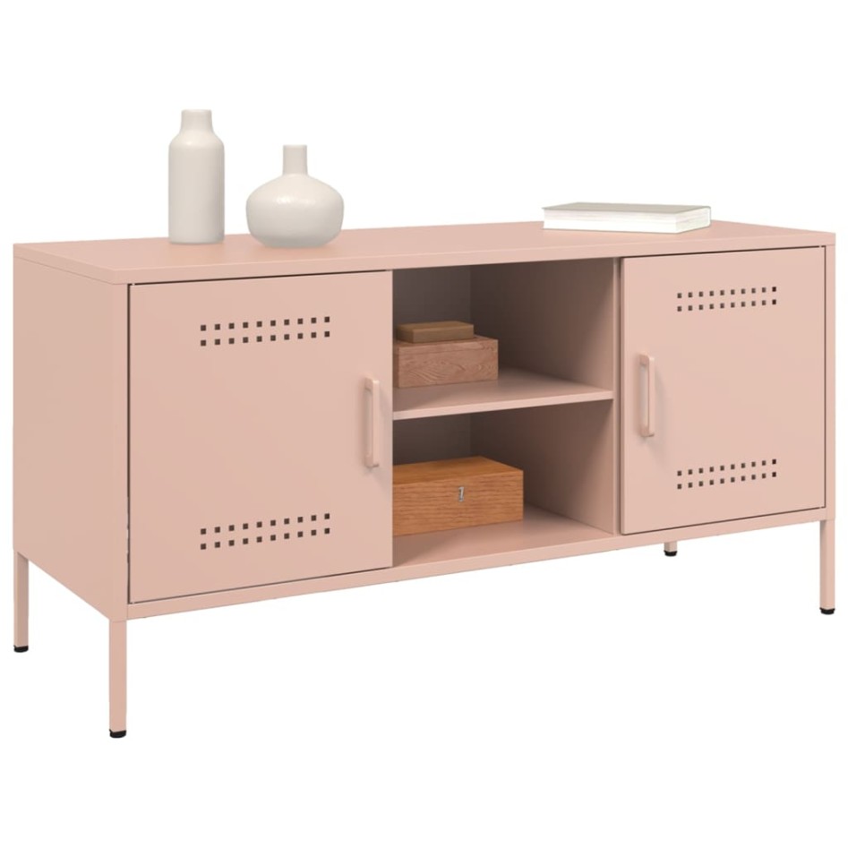 Mueble de TV de acero rosa 100,5x39x50,5