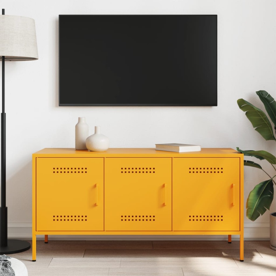 Mueble de TV de acero amarillo mostaza 100,5x39x50,5