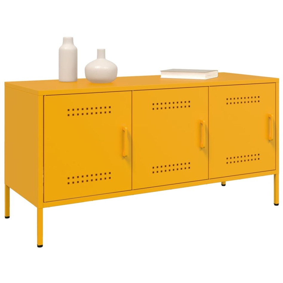 Mueble de TV de acero amarillo mostaza 100,5x39x50,5
