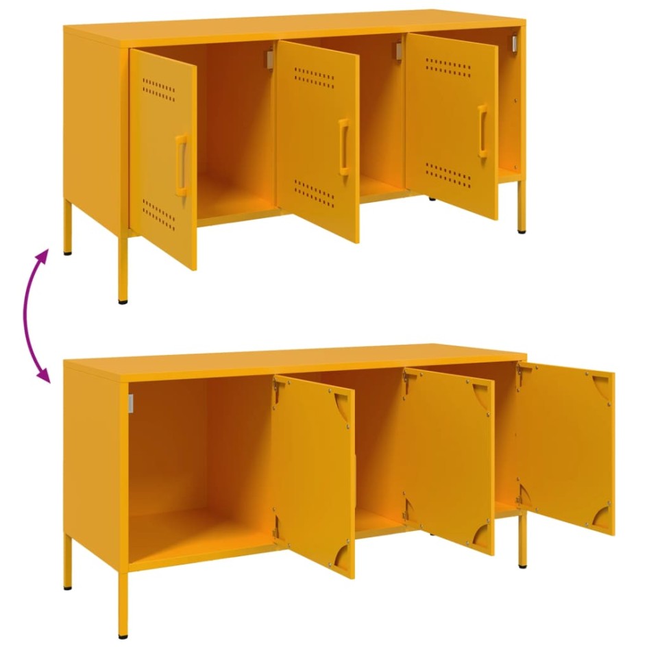 Mueble de TV de acero amarillo mostaza 100,5x39x50,5