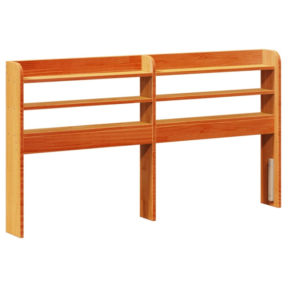 Cabecero de cama con estantes madera maciza pino marrón 120