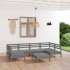 Juego de muebles de jardín 7 piezas madera maciza de pino