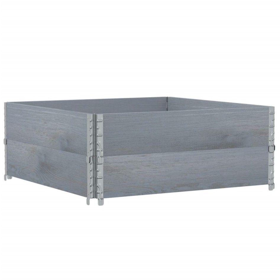 Collares de palets 2 uds madera maciza de pino gris 100x100