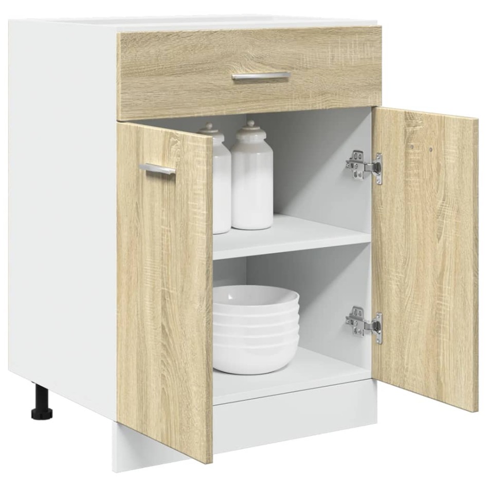 Mueble bajo cocina con cajón madera roble Sonoma 60x46x81,5