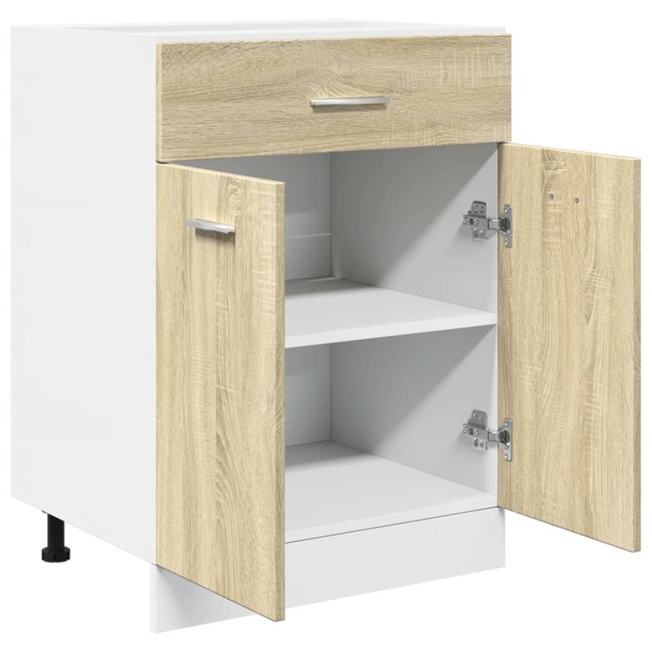 Mueble bajo cocina con cajón madera roble Sonoma 60x46x81,5