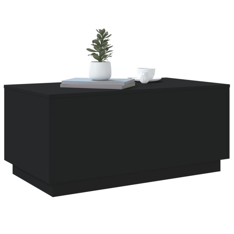 Mesa de centro con luces LED negro 90x50x40