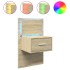 Mesita de noche de pared con luces LED roble