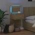 Mesita de noche de pared con luces LED roble
