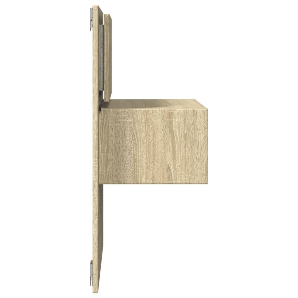 Mesita de noche de pared con luces LED roble