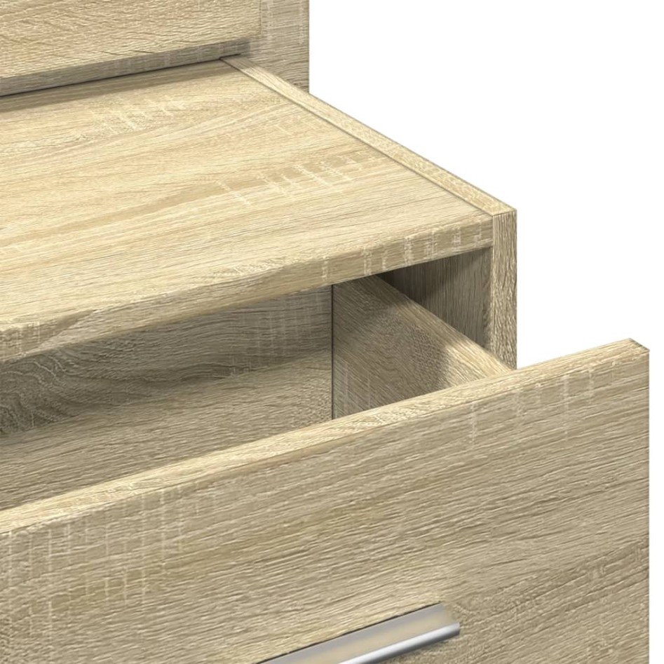 Mesita de noche de pared con luces LED roble