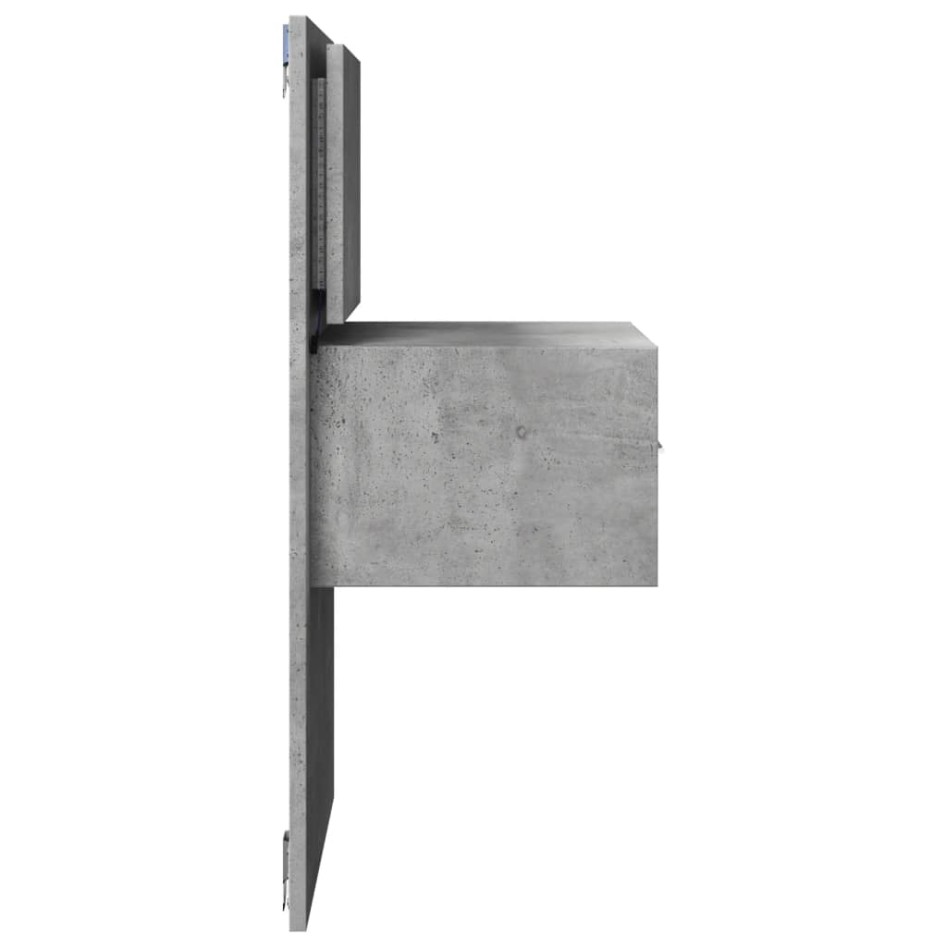 Mesita de noche de pared con luces LED gris