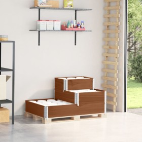 Arriate elevado de 3 niveles madera maciza pino marrón