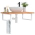 Estante de lavabo de pared de acero y madera maciza de