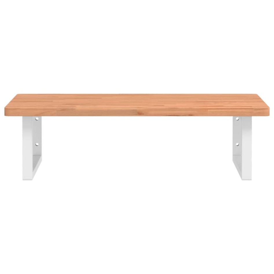 Estante de lavabo de pared de acero y madera maciza de