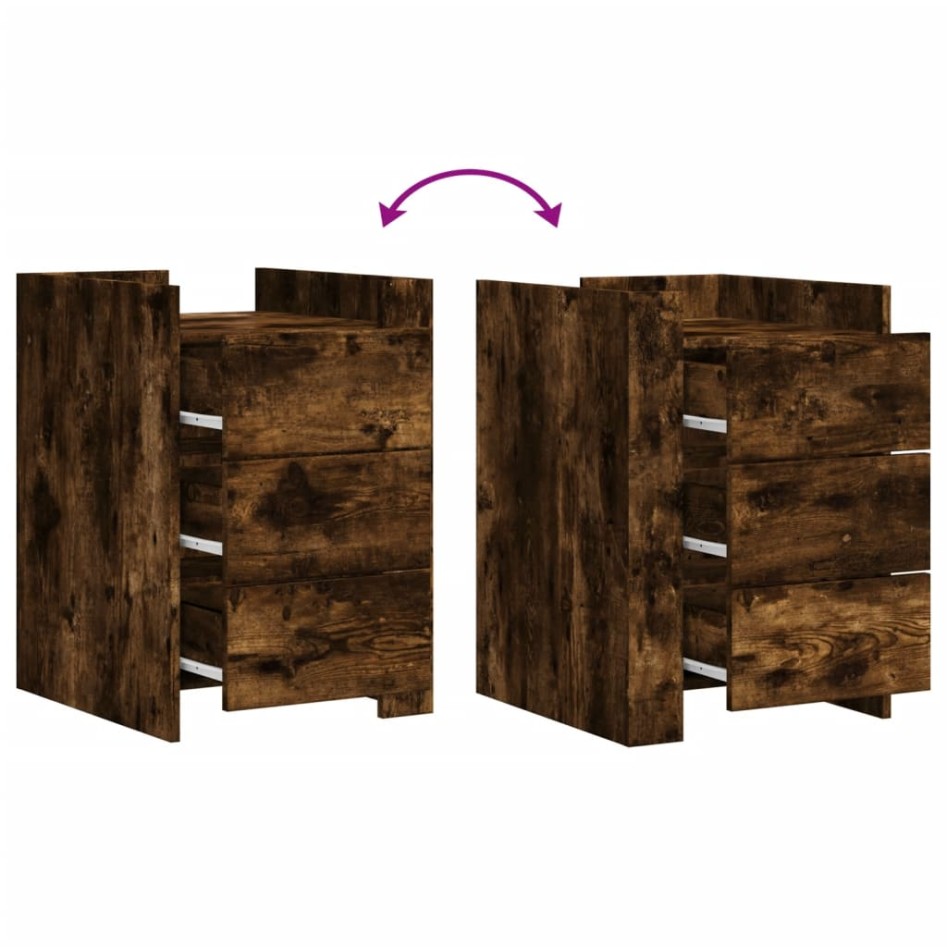 Mesita de noche madera de ingeniería roble ahumado 45x50x65