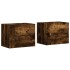 Mesitas de noche de pared 2 uds color roble ahumado 45x30x35