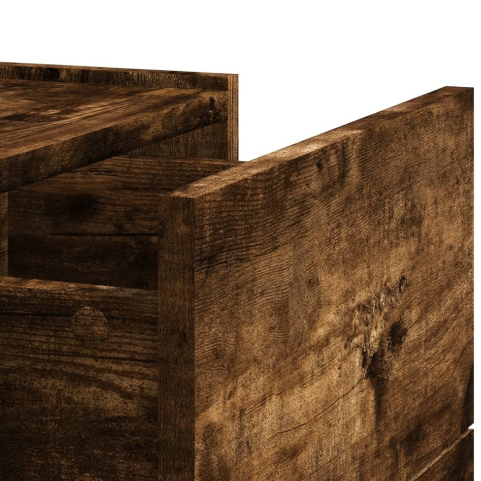 Mesitas de noche de pared 2 uds color roble ahumado 45x30x35