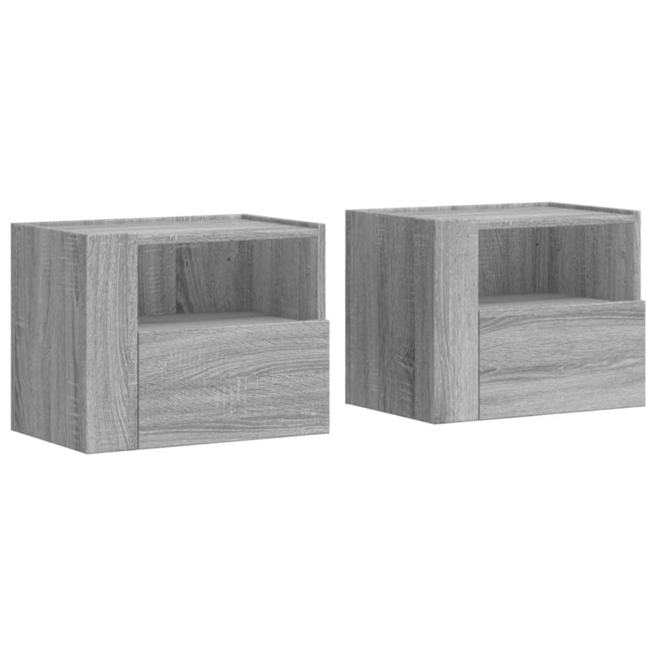 Mesitas de noche de pared 2 uds gris Sonoma 45x30x35