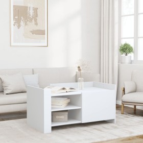 Mesa de centro de madera de ingeniería blanca 100x50x50