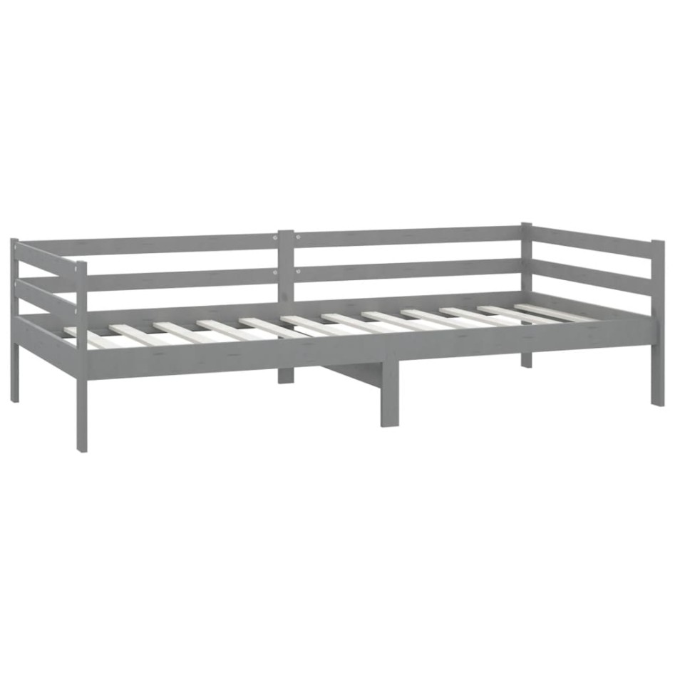 Sofá cama con colchón madera de pino maciza gris 90x200