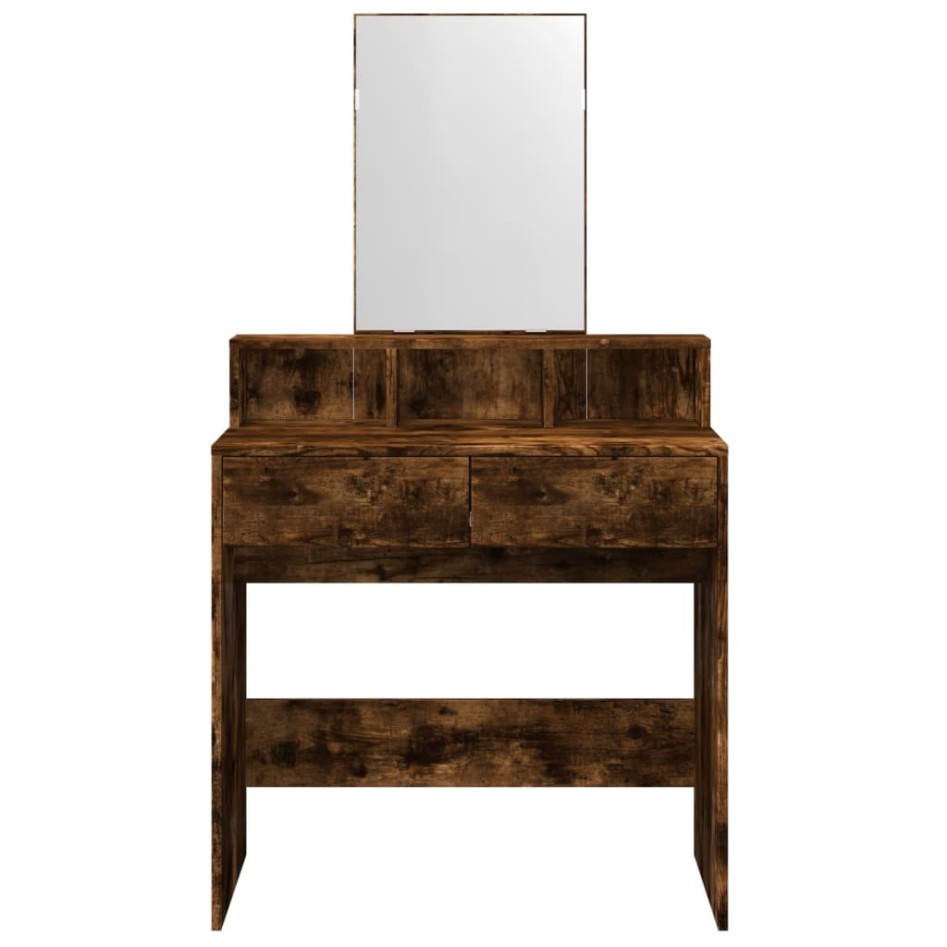 Tocador con espejo color roble ahumado 80x41x144,5