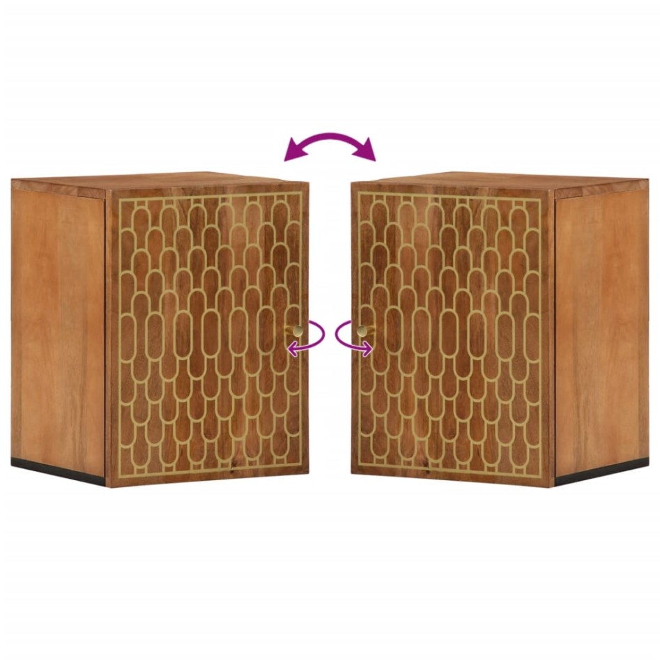 Armario de baño de pared madera maciza de mango 38x33x48