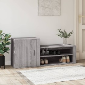 Mueble zapatero madera contrachapada gris Sonoma 130x35x54
