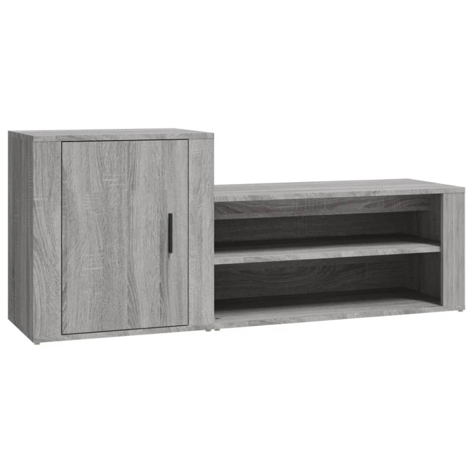 Mueble zapatero madera contrachapada gris Sonoma 130x35x54