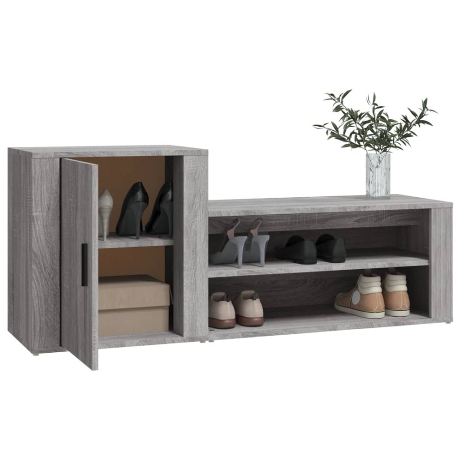 Mueble zapatero madera contrachapada gris Sonoma 130x35x54