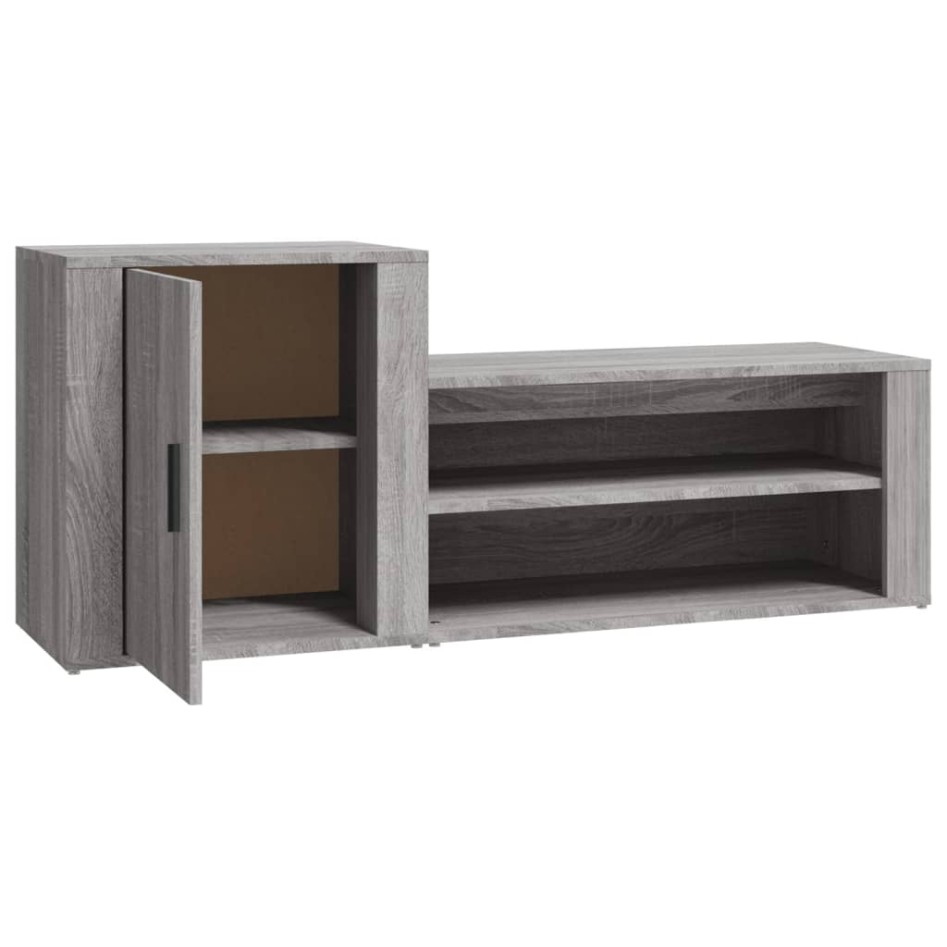 Mueble zapatero madera contrachapada gris Sonoma 130x35x54