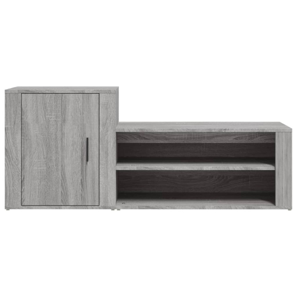 Mueble zapatero madera contrachapada gris Sonoma 130x35x54