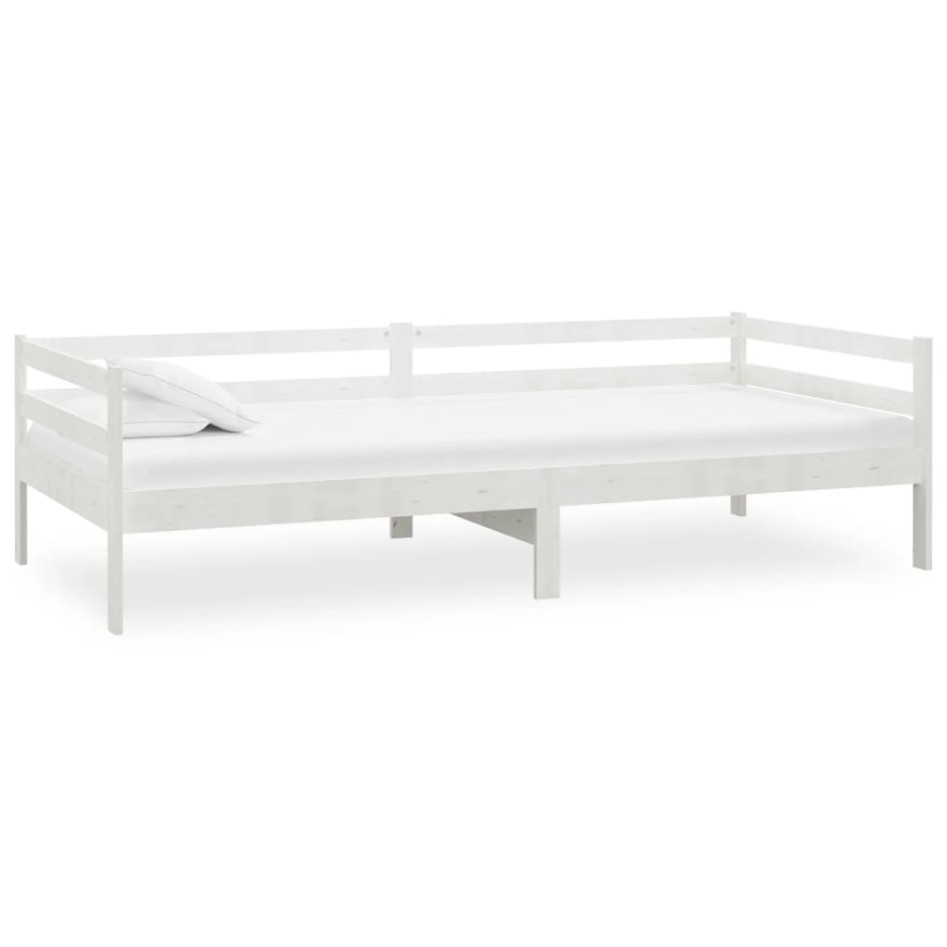 Sofá cama con colchón madera de pino maciza blanco 90x200