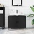 Armario para lavabo de baño madera ingeniería negro 80x30x60