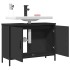 Armario para lavabo de baño madera ingeniería negro 80x30x60