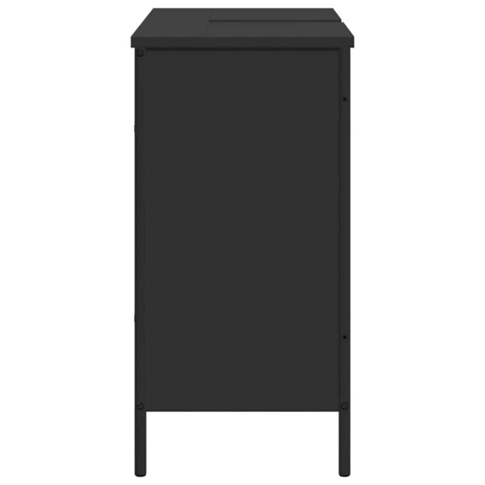 Armario para lavabo de baño madera ingeniería negro 80x30x60