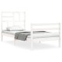 Estructura de cama con cabecero madera maciza blanco 90x200