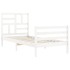 Estructura de cama con cabecero madera maciza blanco 90x200