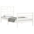 Estructura de cama con cabecero madera maciza blanco 90x200