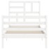 Estructura de cama con cabecero madera maciza blanco 90x200