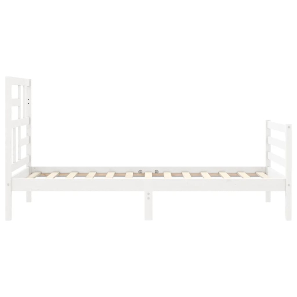 Estructura de cama con cabecero madera maciza blanco 90x200