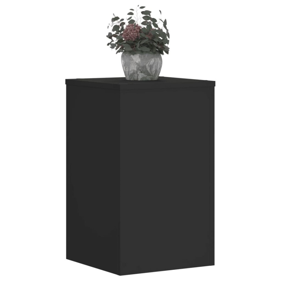 Soportes de plantas 2 uds madera ingeniería negro 30x30x50