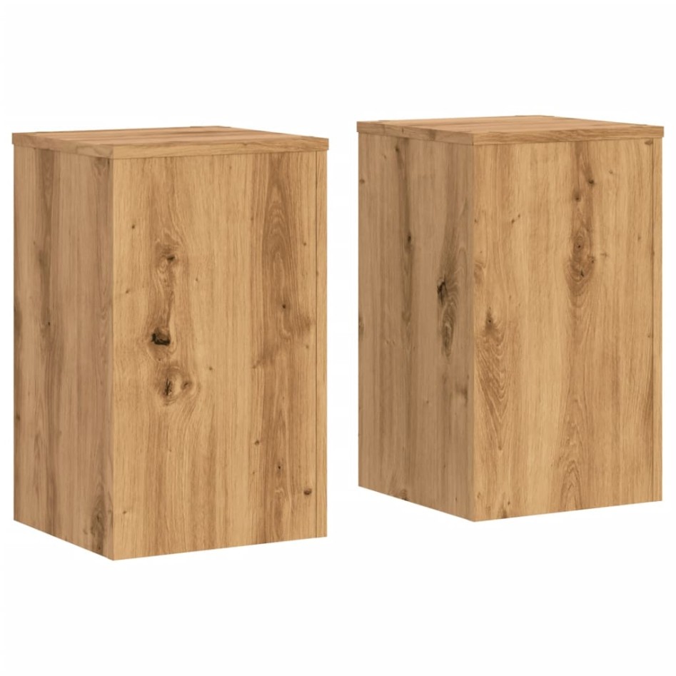 Soportes de plantas 2 uds madera roble artisian 30x30x50