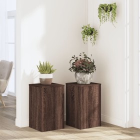 Soportes de plantas 2 uds madera marrón roble 30x30x50