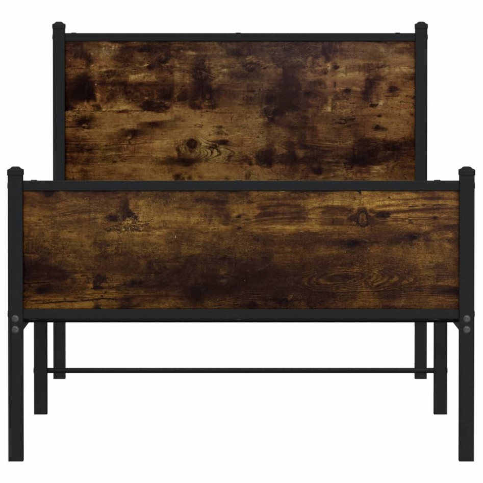 Estructura de cama sin colchón metal roble ahumado 75x190