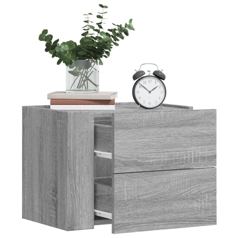 Mesitas de noche de pared 2 uds gris Sonoma 45x30x35