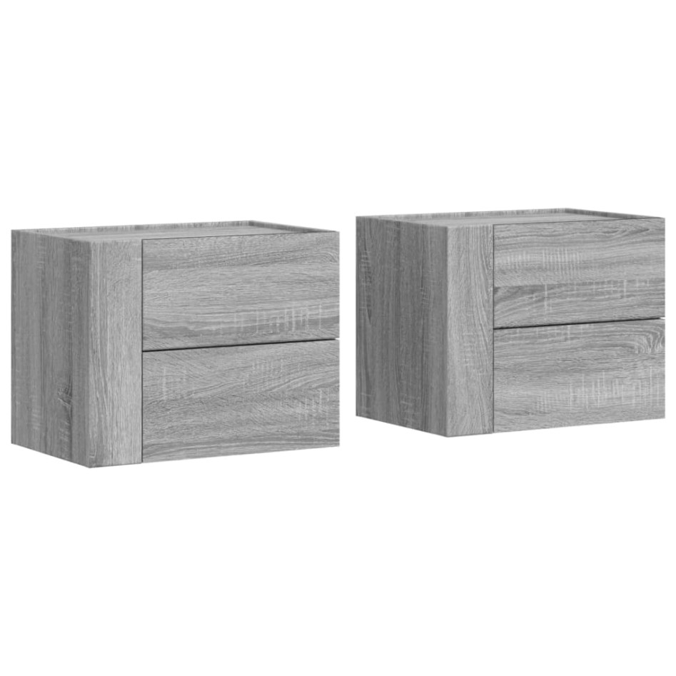 Mesitas de noche de pared 2 uds gris Sonoma 45x30x35