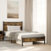 Estructura de cama sin colchón metal roble ahumado 100x200 cm