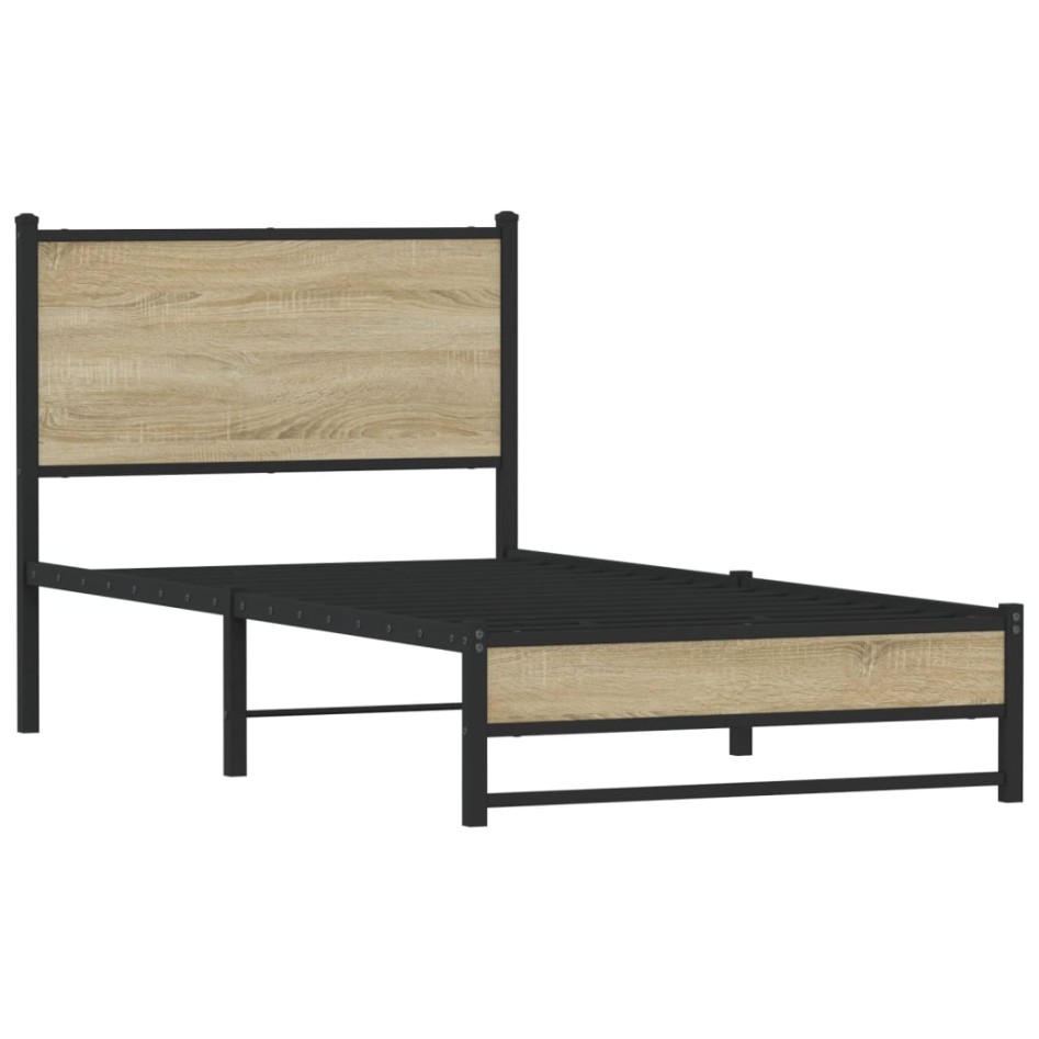 Estructura de cama sin colchón metal roble Sonoma 80x200
