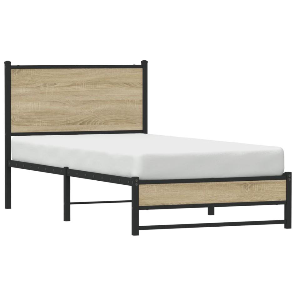 Estructura de cama sin colchón metal roble Sonoma 80x200